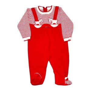 Friemanit Vintage Baby Knit Footed Romper | Size 9M